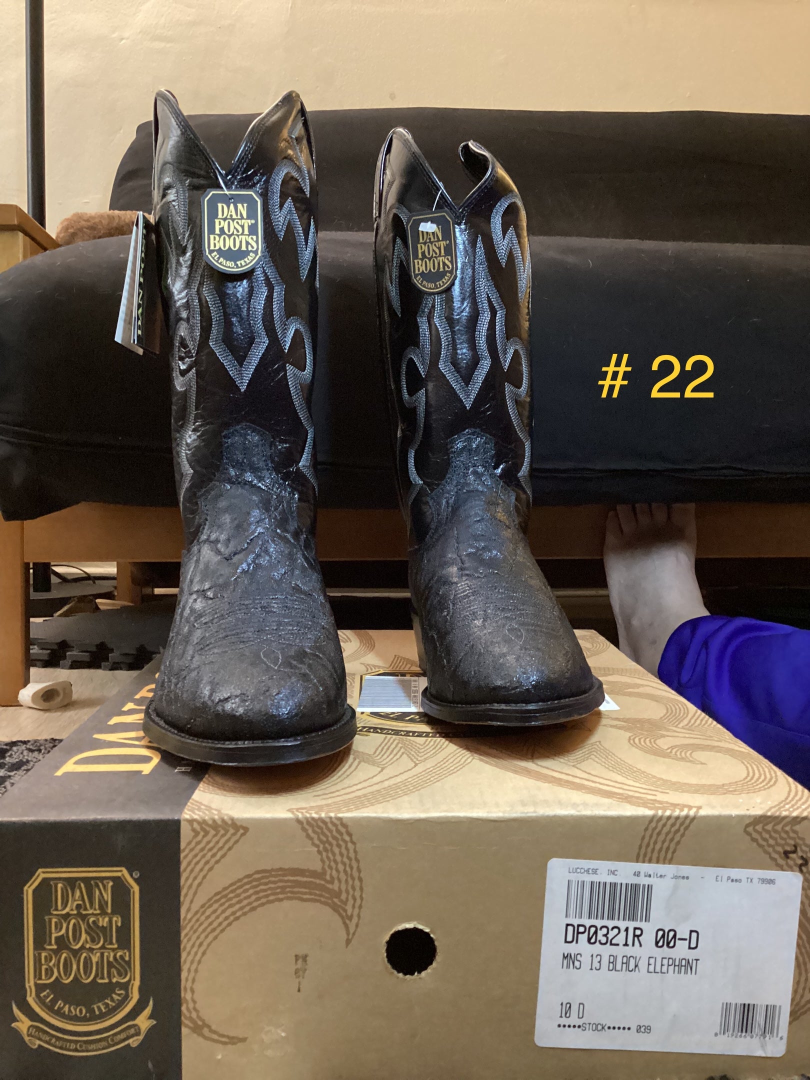 Vintage Dan Post Genuine Elephant Hide Boots DP321R - Pasadena Sole