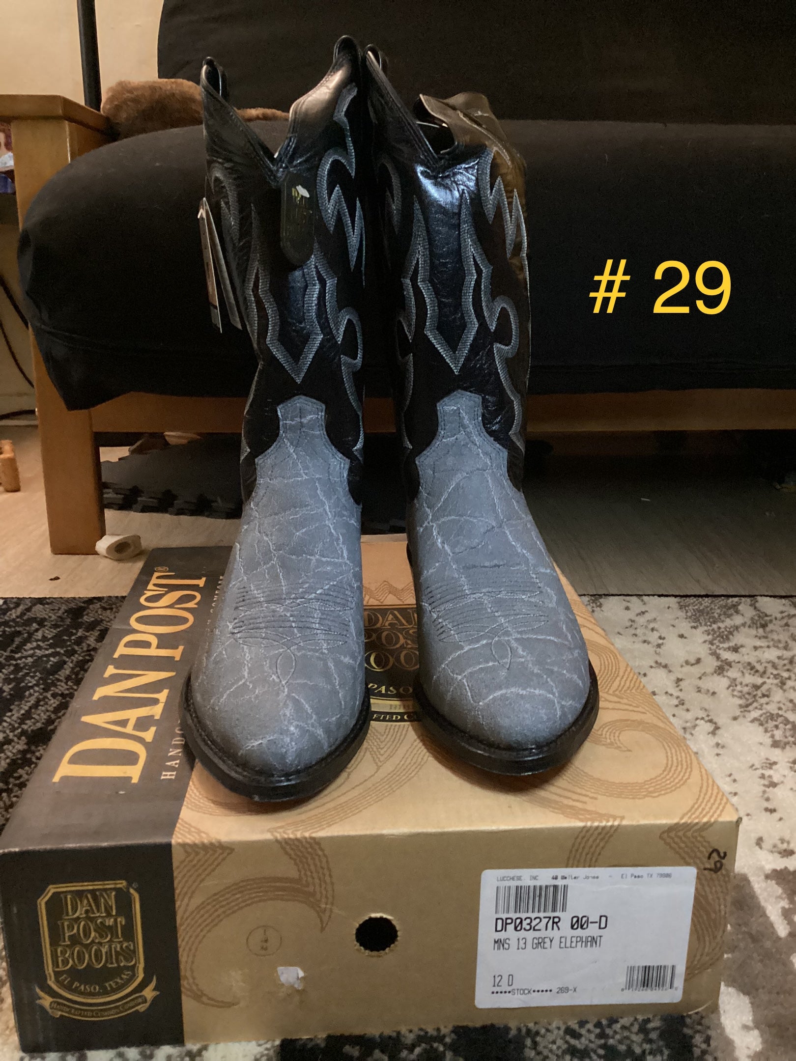 Vintage Dan Post Genuine Elephant Hide Boots DP321R - Pasadena Sole