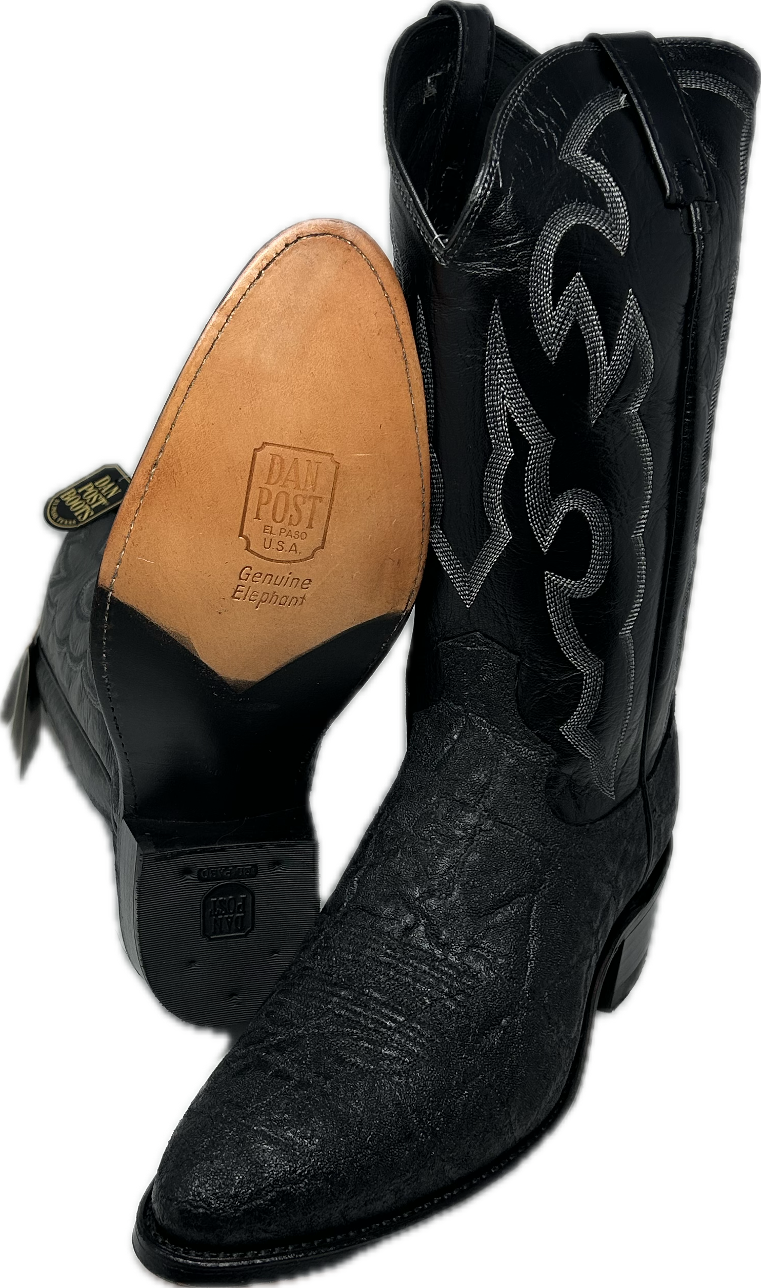 Vintage Dan Post Genuine Elephant Hide Boots DP321R - Pasadena Sole