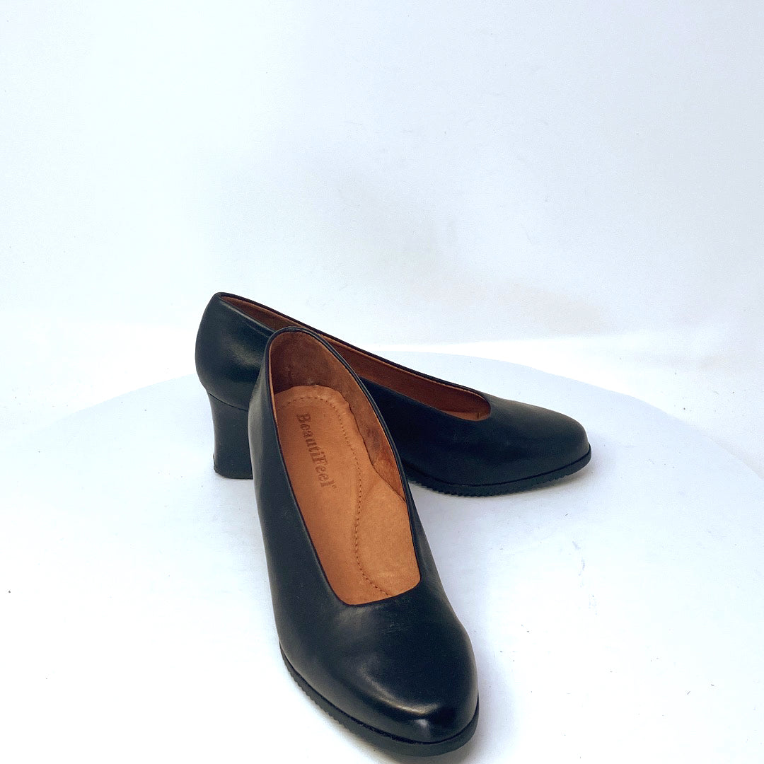 Vintage BeautiFeel's Beverly Women's Black Leather Pumps - Pasadena Sole