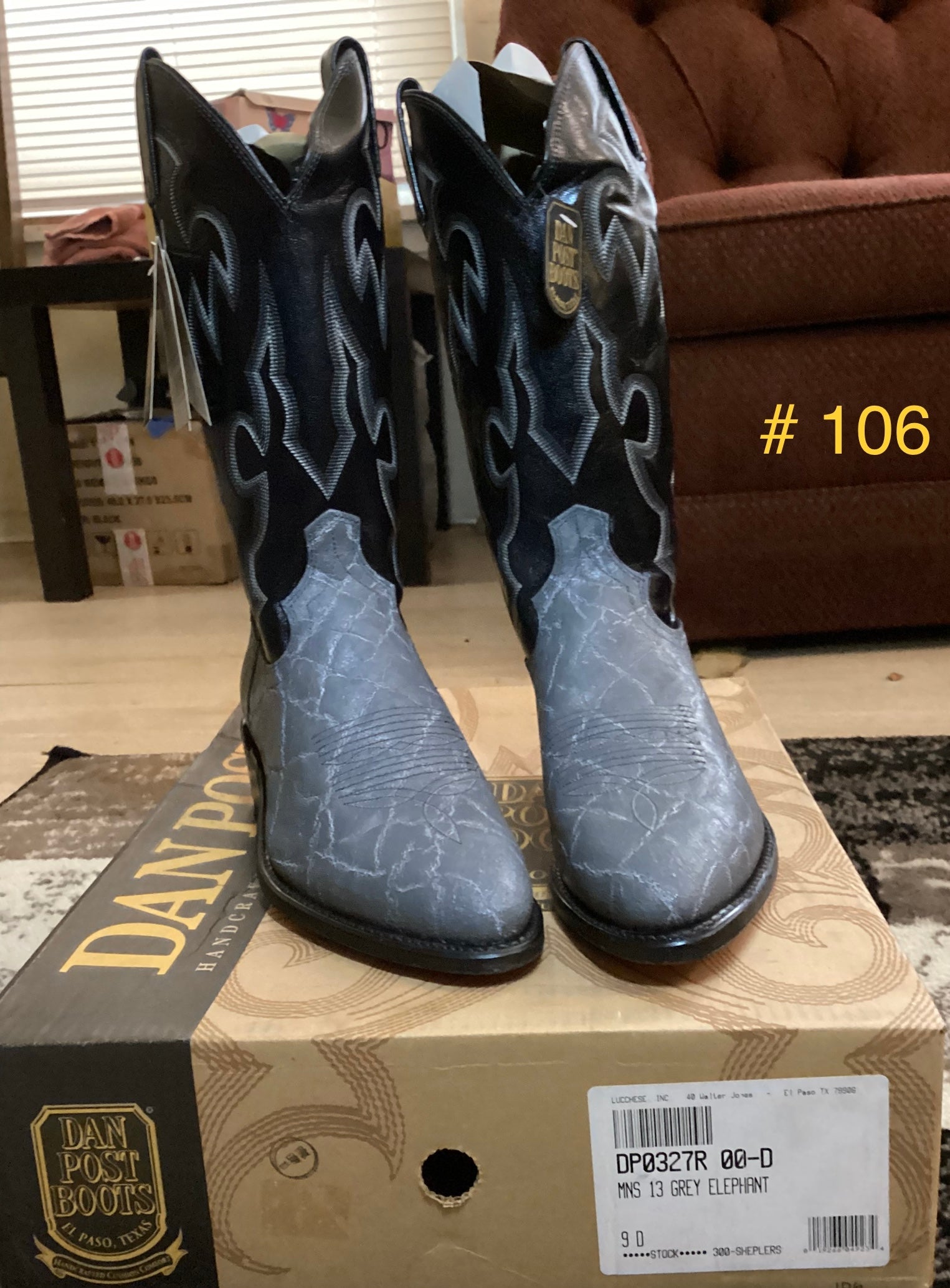 Vintage Dan Post Genuine Elephant Hide Boots DP321R - Pasadena Sole
