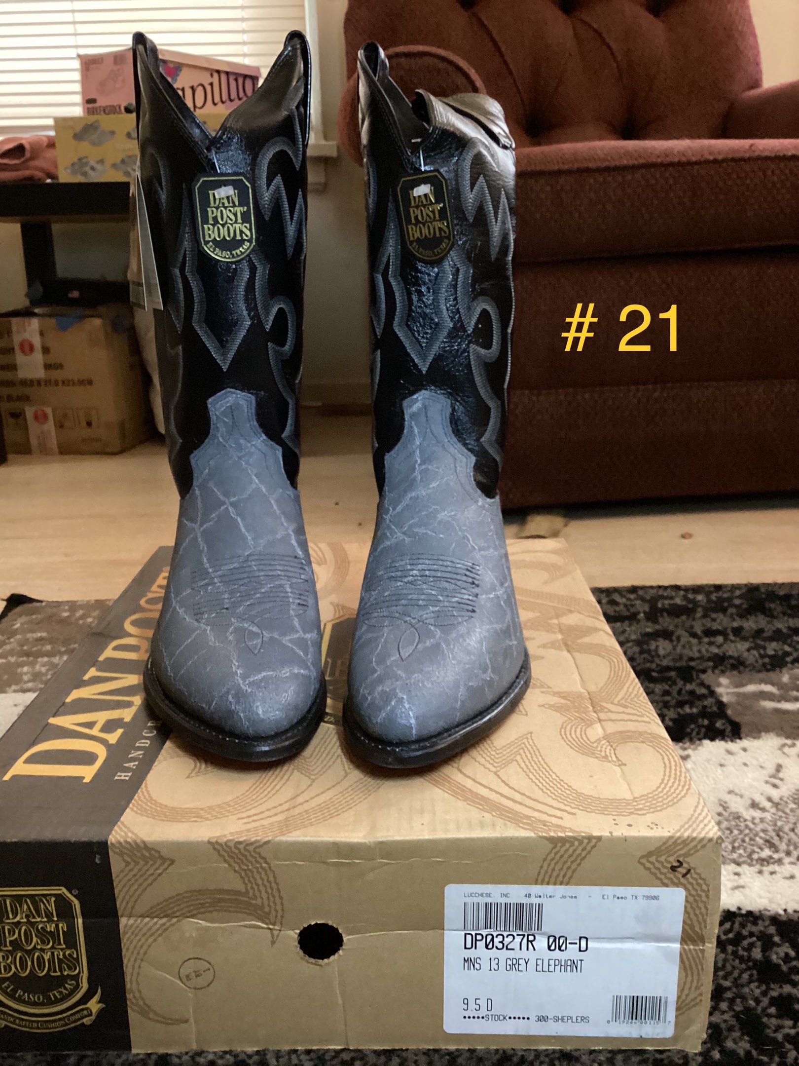 Vintage Dan Post Genuine Elephant Hide Boots DP321R - Pasadena Sole