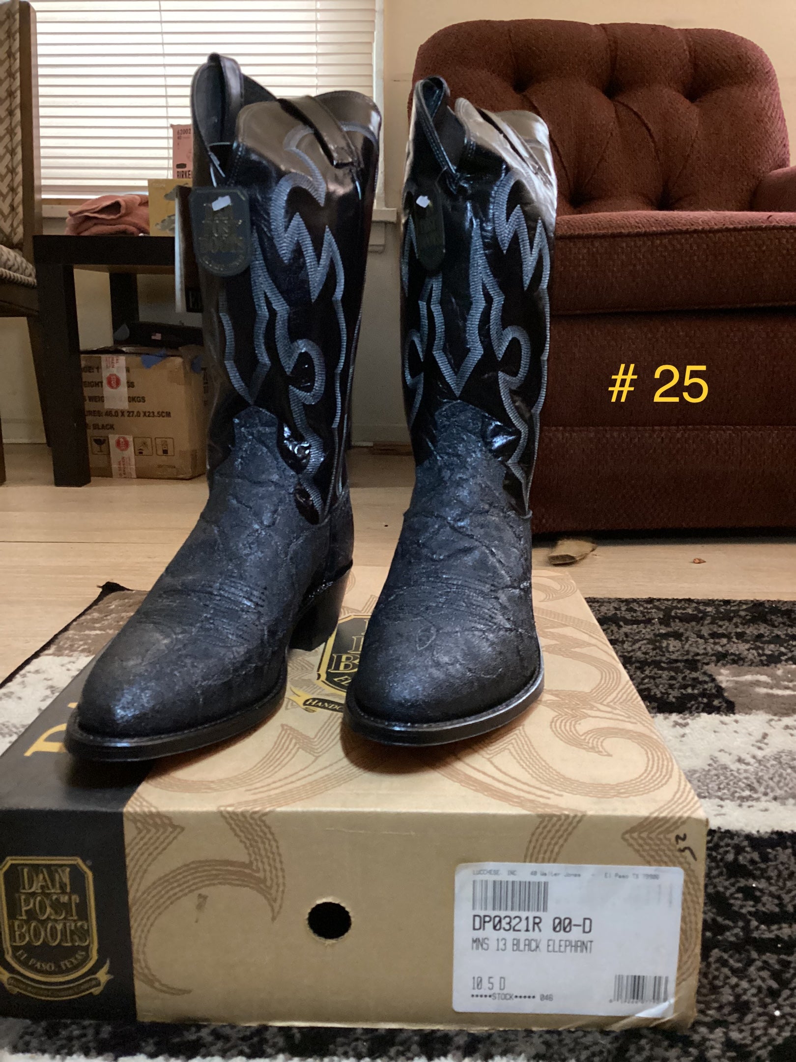 Vintage Dan Post Genuine Elephant Hide Boots DP321R - Pasadena Sole