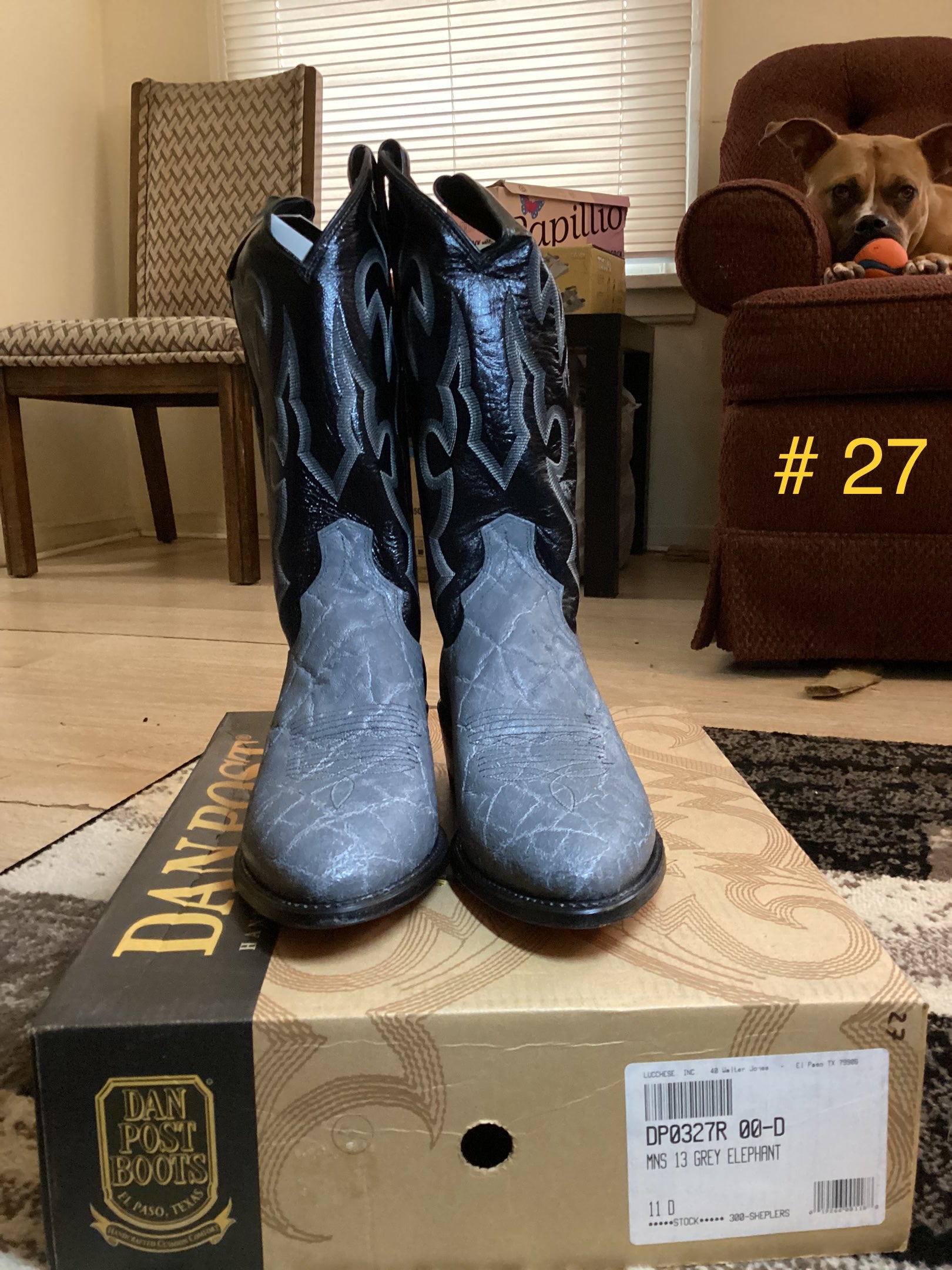 Vintage Dan Post Genuine Elephant Hide Boots DP321R - Pasadena Sole