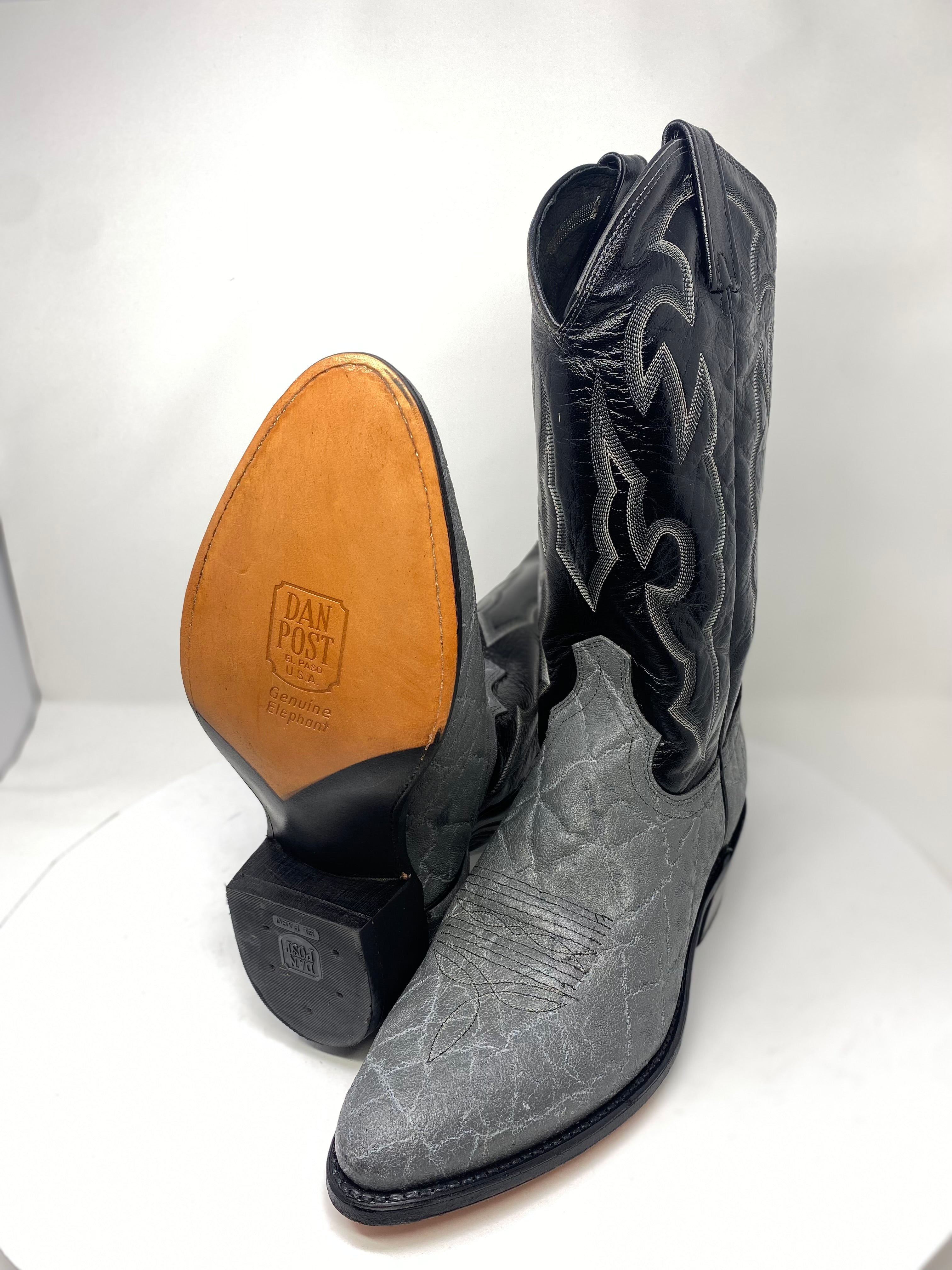 Vintage Dan Post Genuine Elephant Hide Boots DP321R - Pasadena Sole