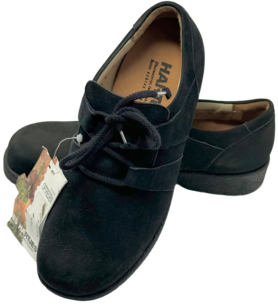 Vintage Hartjes Women's Black Nubuck Lace up Casual Shoe 90262